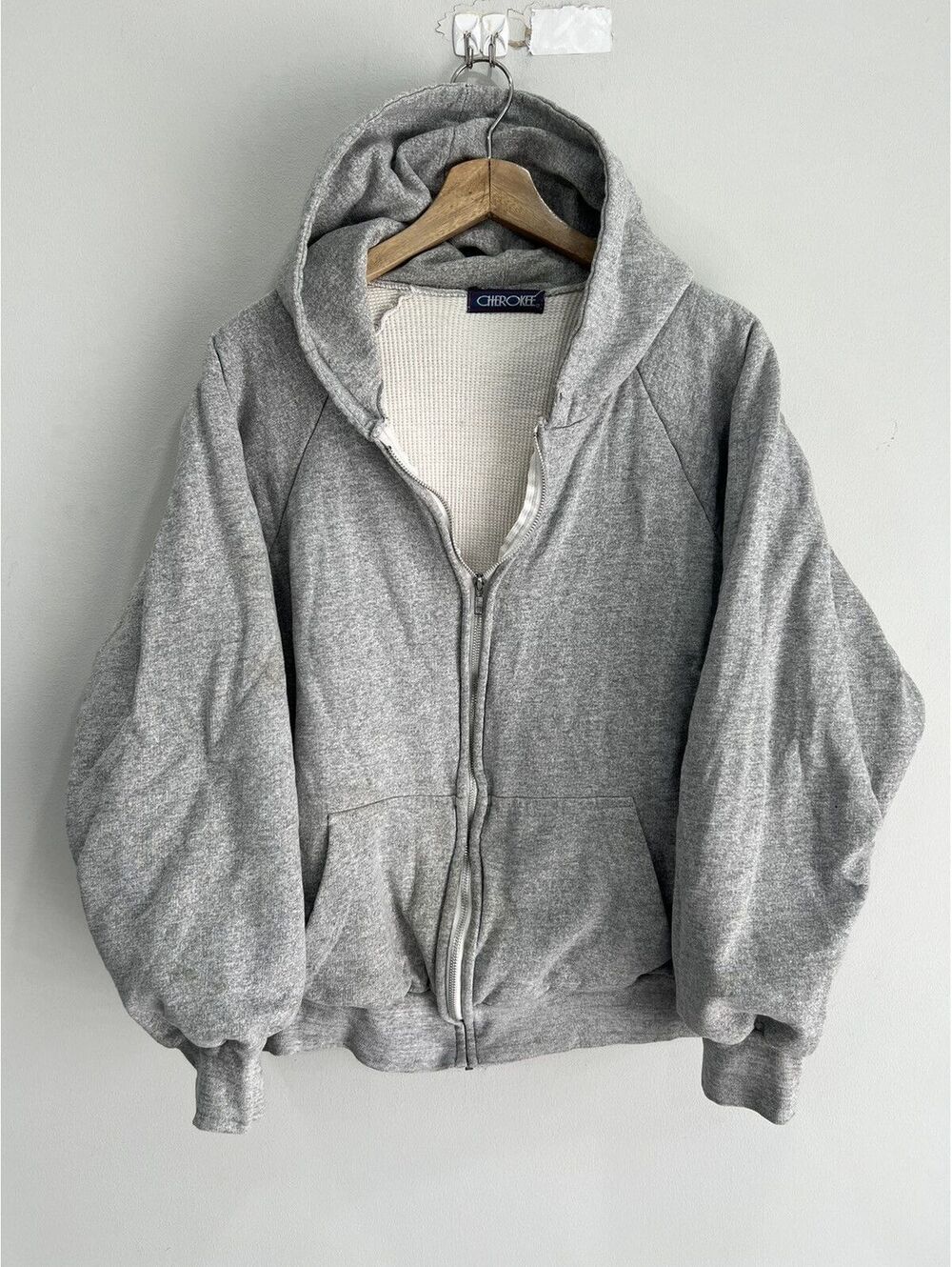 Vintage Cherokee Thermal Zip Up Hoodie Sweater